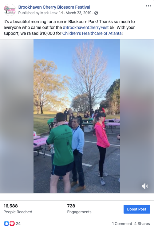 Screenshot of Brookhaven Cherry Blossom Festival social post three