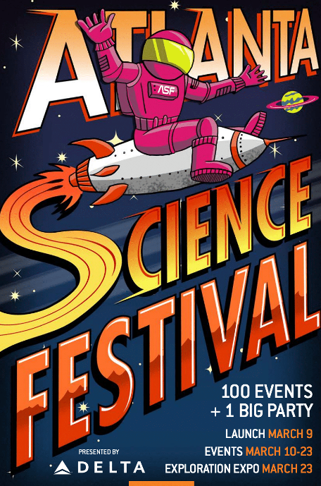 Photo of the 2019 update to the Atlanta Science Festival poster.