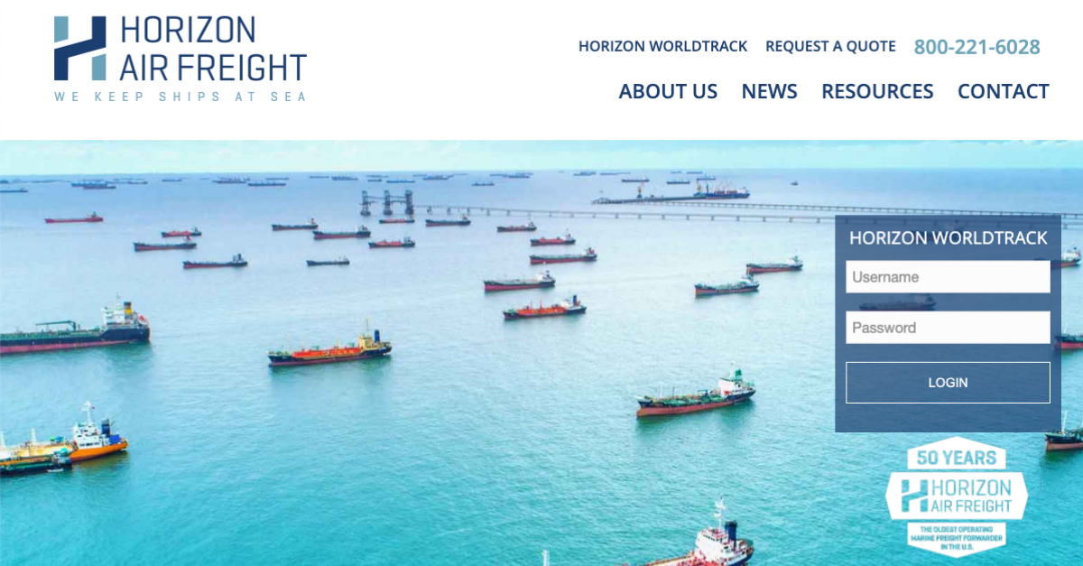 Screenshot of Horizon website homepage.
