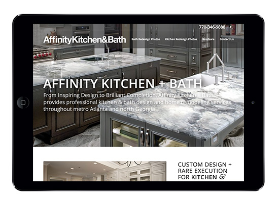 Affinity Kitchen & Bath website - iPad view