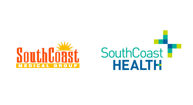 SouthCoast Health logos before and after