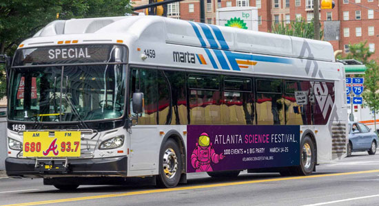 Atlanta Science Festival ad on an Atlanta Marta bus.