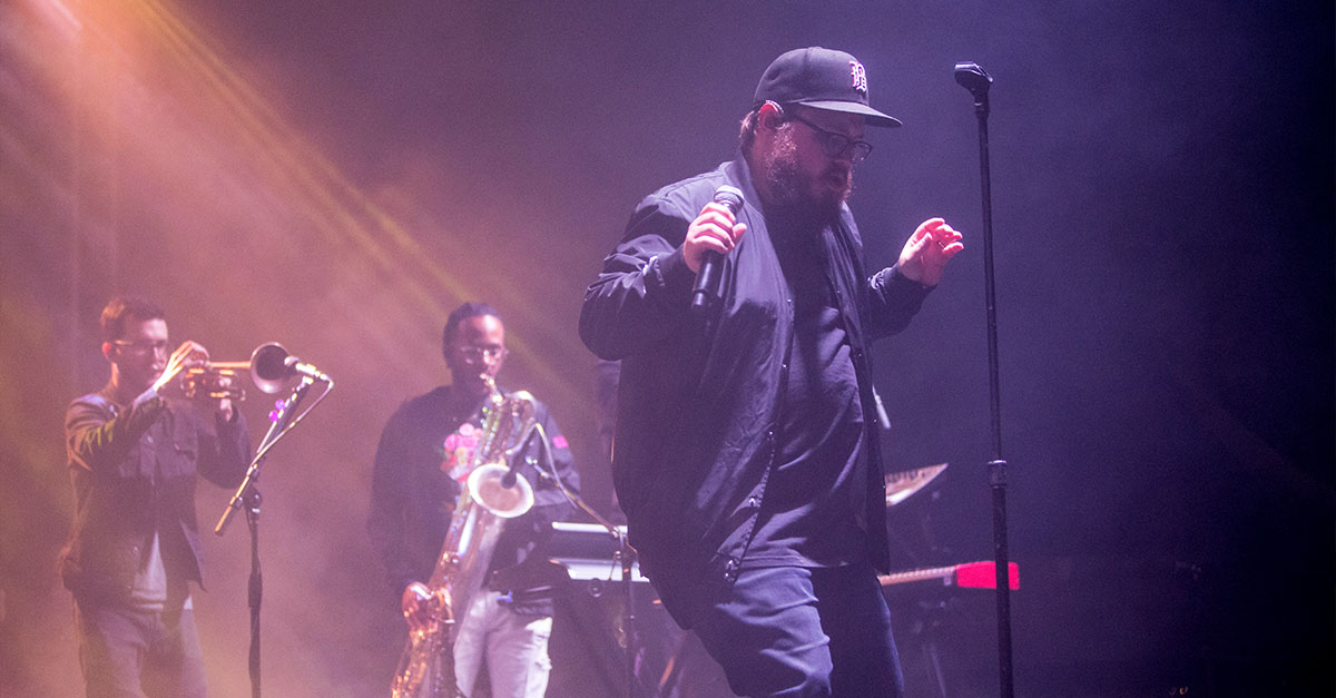 St. Paul and the Broken Bones performing on stage at the Amplify Decatur Music Festival 2023.