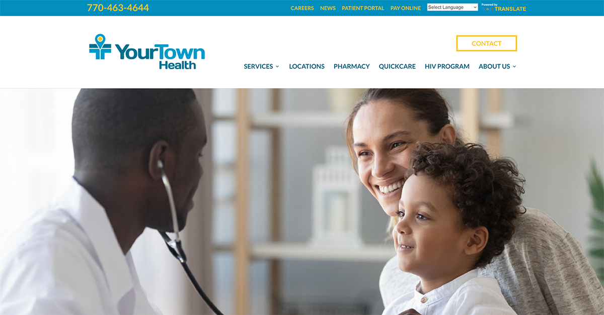 YourTown Health homepage preview