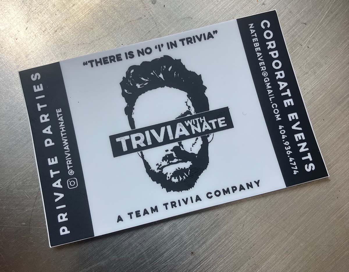 Trivia with Nate business card