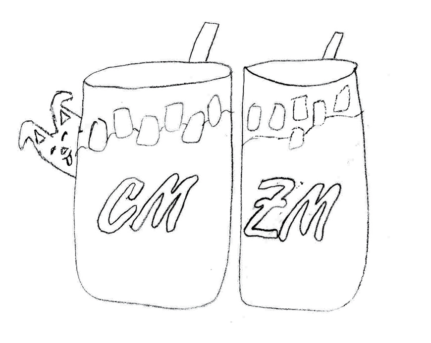 Two drinks with initials