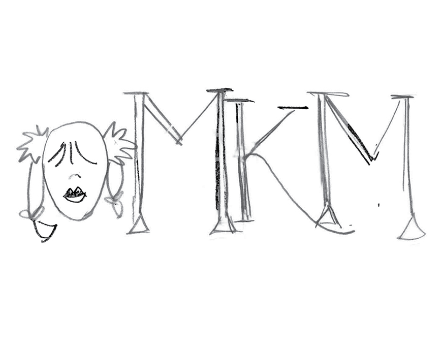 A drawing of Britney Spears' face with the initials MKM.