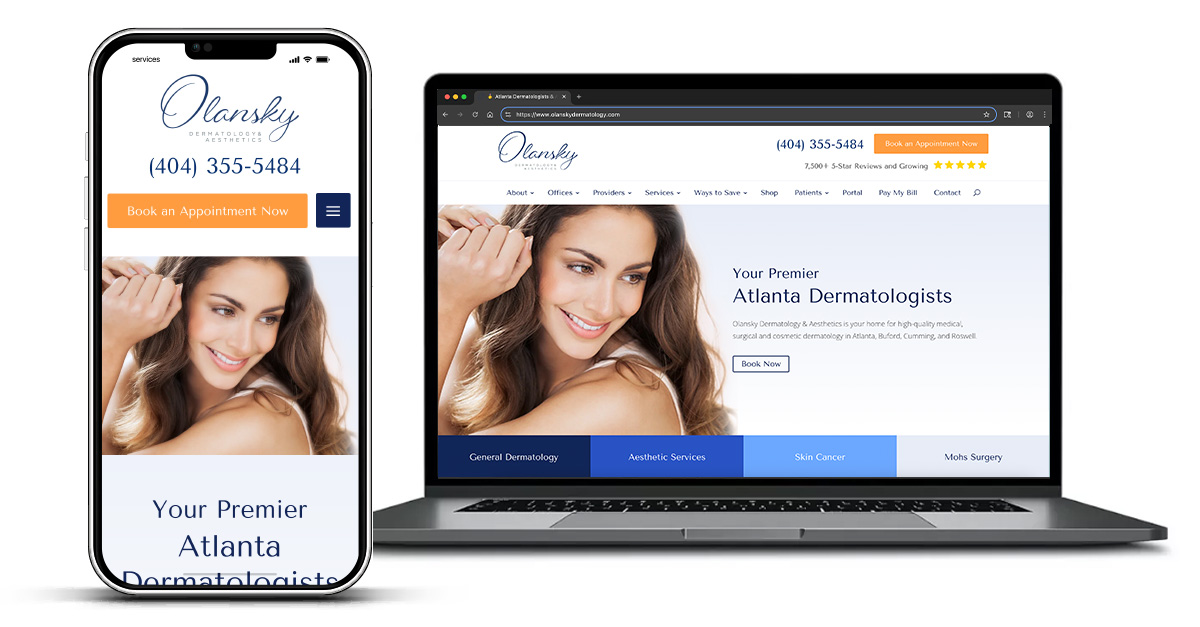 OlanskyDermatology.com on mobile and desktop